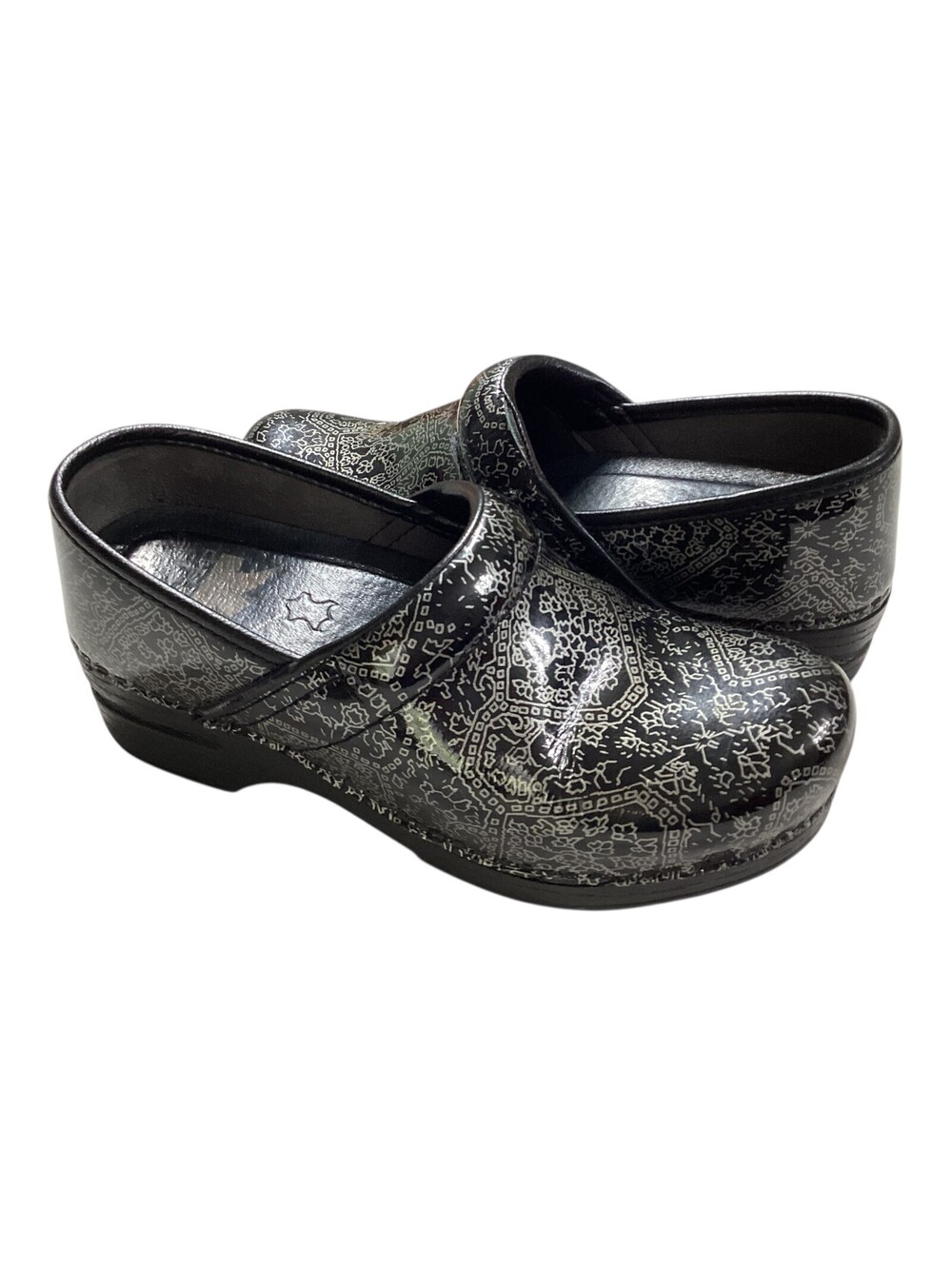 DANSKO Professional Women's Clogs Shoes Leather Sz 36 US 5.5-6 Black/Gray GUC